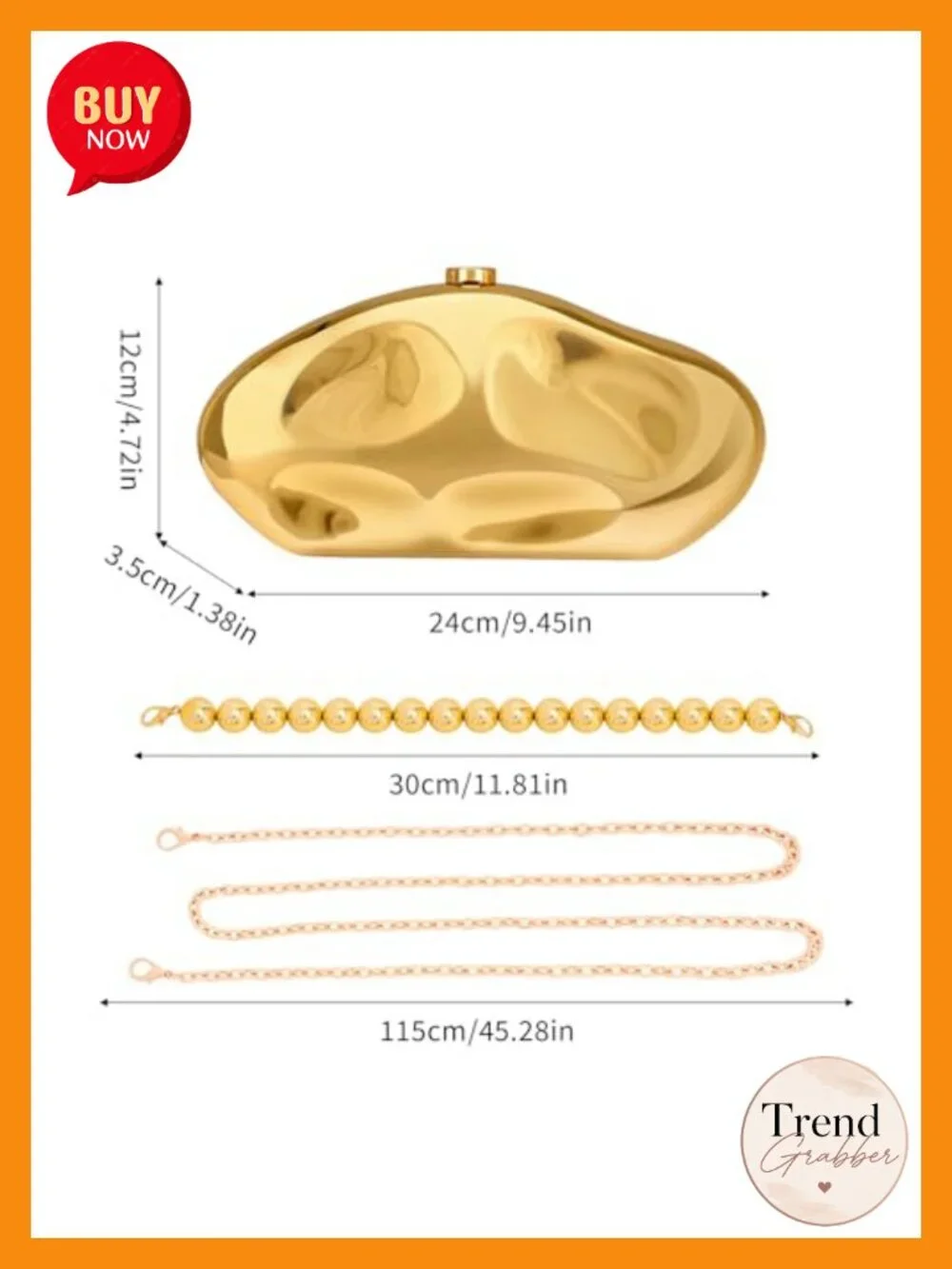 Acrylic Shell Clutch Purse with Detachable Chain, Evening Bag for Wedding Party